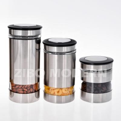 China Wholesale Cover Stainless Steel Glass Jars And Bottles Storage With Lid for sale