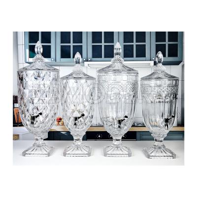 China Wholesale Custom Crystal Cut Glass Beverage Dispenser With Glass Cover For Wedding Banquet Buffet 20211022-1 for sale