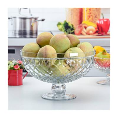 China Chocolate Viable Dining Table Fruit Bowl Decorative Clear Glass Fruit Bowl Fruit Basket with Stand for sale