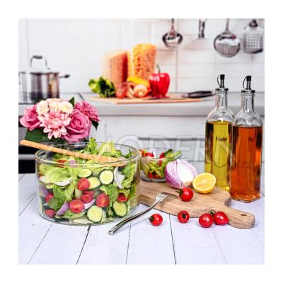 China Best Selling Viable Big Borosilicate Salad Bowl Kitchen Utensils Clear Glass Fruit Salad Bowl Handcrafted for sale