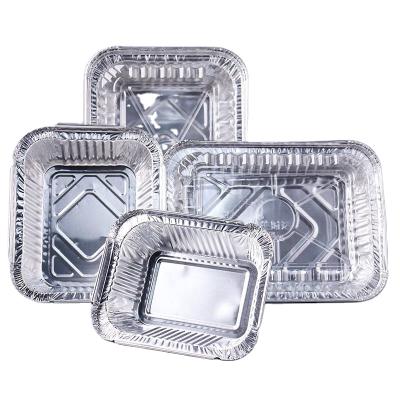 China Cheap Food Price Aluminum Foil Square Filters Aluminum Container High Quality Alum Tray For Food Packaging BBQ Baking for sale