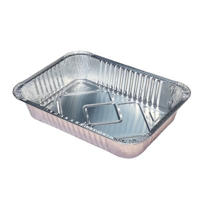 China Silver Aluminum Foil Container Soft Aluminum Square Food Tray With PP PET Alum Lids OEM for sale