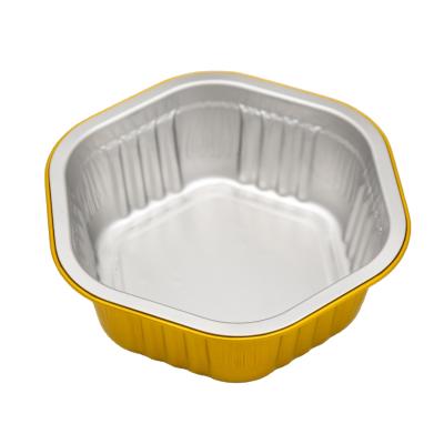 China Eco - Friendly Disposable Quick Goods Round Gold Aluminum Foil Container for sale