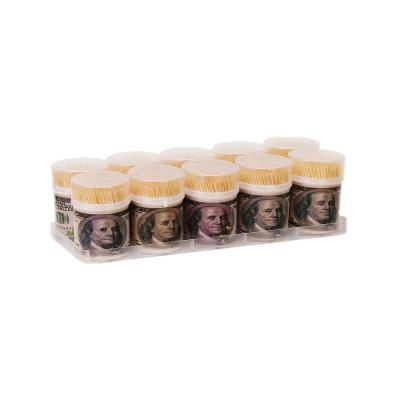 China 350pcs Disposable Individually Wrapped Bamboo Toothpicks Dollar Logo Box for sale