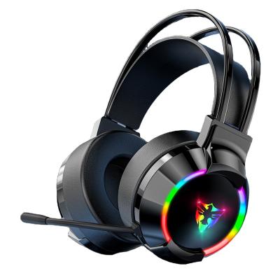 China Earphone RGB Light Gaming Headphones USB Gaming Headset with Microphone for PC Games for sale