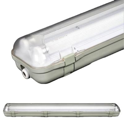 China WAREHOUSE LED T8 2*36w ABS Base PC Cover Waterproof IP65 IP66 Tri Fluorescent Light Fixture Light Fitting For Outdoor Use for sale