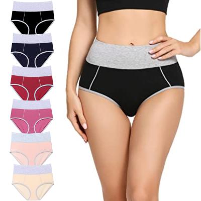 China Dropshipping Antibacterial Women's Underwear Breathable Cotton High Waist Briefs Plus Size Panties for sale