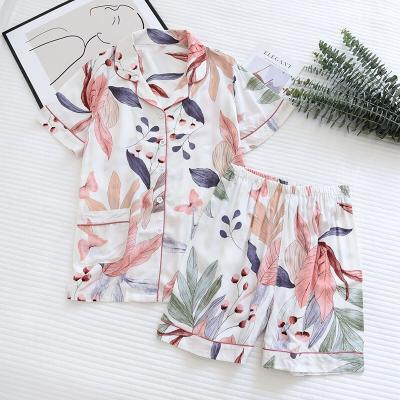 China QUICK DRY Floral Print Pajamas Set Soft Breathable Short Length Pajamas Cotton Sleepwear PjamasLoungewear for sale