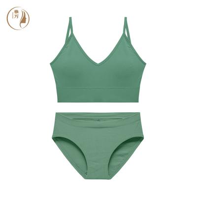 China QUICK DRY Low Bra And Panty MOQ Logo Custom Woman Bra Set Sets Underwear Bralette Sports Ribbed Wireless Seamless Lift Up Bra And Brief Sets for sale