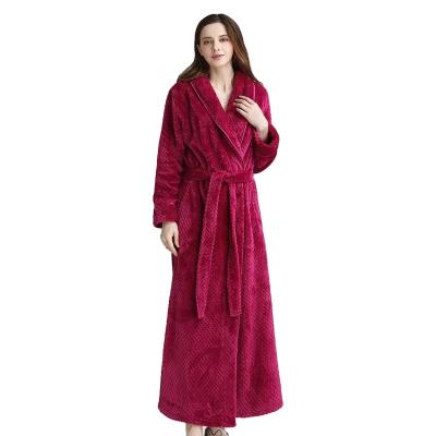 China Bride Thermal Bathrobe Kimono Dressing Gown Women Long Dobby Warm Flannel QUICK DRY Coral Fleece Bathrobe Winter Thick for sale