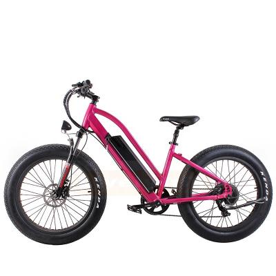 China Wholesale Cheap Red Aluminum Alloy Speed ​​48V Fat Tire 24*4.0 Fast Electric Bicycle Sepeda Listrik With Basket for sale