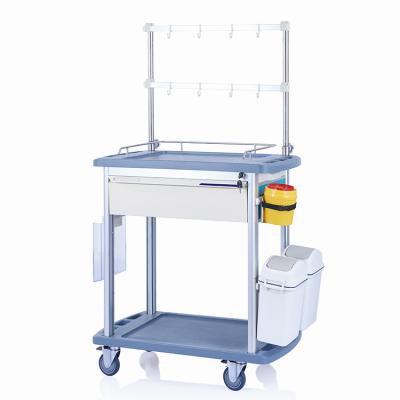 China ABS W3954 Multifunctional Plastic Hospital Anesthesia Trolley Medical Drug Emergency Trolley for sale