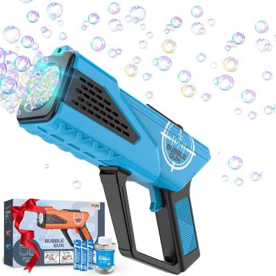 China Colorful Bubble Toy Bubbles Machine Soap Gun Automatic Bubble Blowing Toys For Kids With Lights for sale