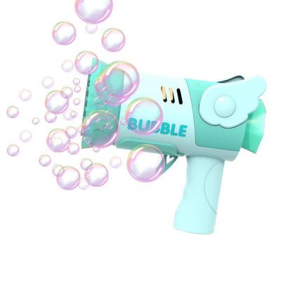 China Automatic Blowing Bubble Upgraded 41 Holes Lights Bottles Fill Solutio Purple Machine Gun Bubble Gun With Lights for sale