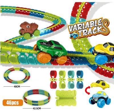 China Slot Toy Factory Hot Sales Style 145Pcs Assembly Blocks Car Toys Toddler Play Race Track Toys Remote Control Car Racing for sale