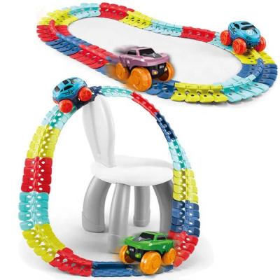 China Slot Toy 2021 New Products Diy Racing Inclined Electric Flexible Car Track Toy Light With Inertia Magnetic for sale