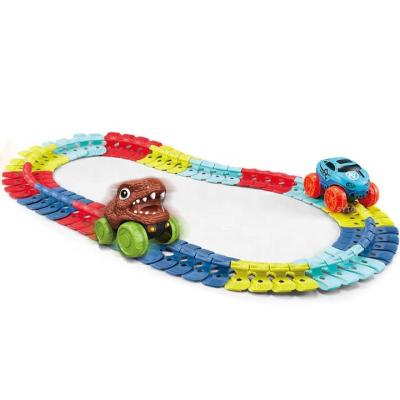 China Slot Toy Flexible Magic Kids Toys Car Racing Track With Led Neon 120 Toy For Boys Gifts for sale