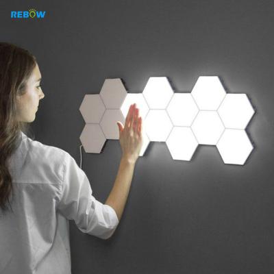 China Modern Drop Shipping Sensitive Geometry RGB Assembly Modular Touch Wall Lamp Led Hexagon Night Light Panels for sale