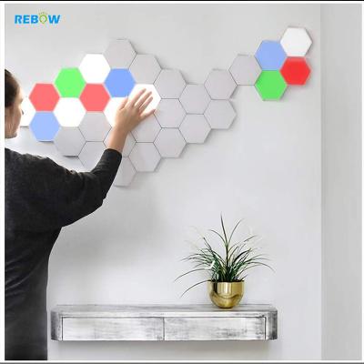 China Modern Drop Shipping Touch Sensitive Modular Kids RGB Wall Led Hexagon Panels Sensor Night Light Lamp for sale