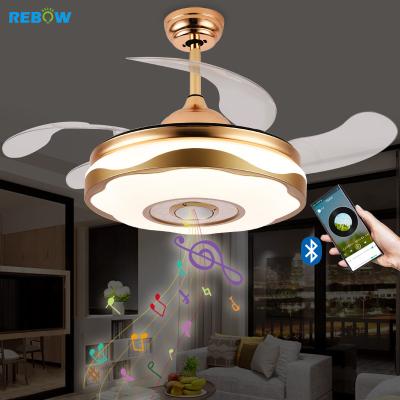 China Energy Saving Drop Shipping Golden Color 6 Modern 3 velocidades Ceiling Fans With Remote Control Led Lights for sale