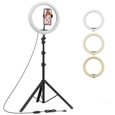 China Mini Adjustable Shine Phone Ring Light Led Ring To Fill Phone Holder Stand 2m 18 Inch Ring Light for sale