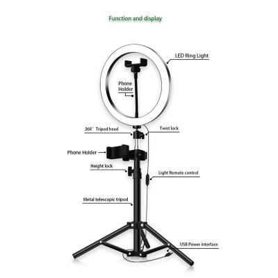 China Adjustable shine led ring light stand led circle selfie phone led ring light tripod with stand for sale