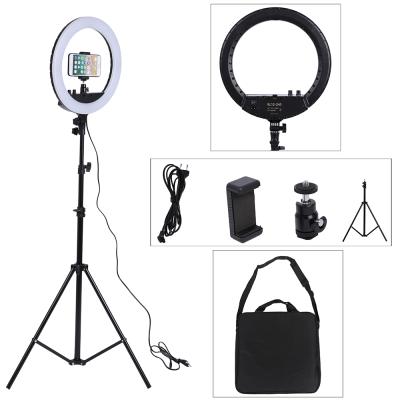 China Adjustable brightness drop shipping 18 inch tik tok ringlight beauty 3200k-5500k make up youtube led seflie ring light with portable tripod bag for sale