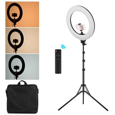 China Adjustable glow ring light 18 inch led ring light dimmable led 3200k/5500k photography ringlight lamp for makeup with tripod for sale