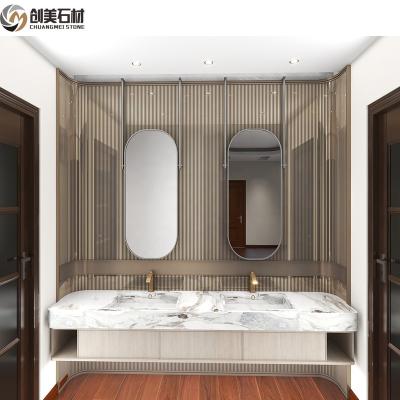 China Modern Luxury Home Design White Marble With Green Veins Picasso Stone For Vanity for sale