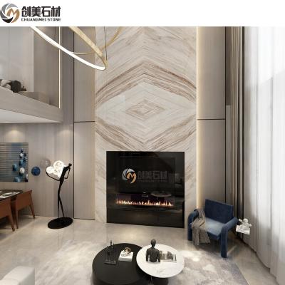 China Italy Modern Luxury Light Palissandro Wood White Marble For Wall Decor for sale