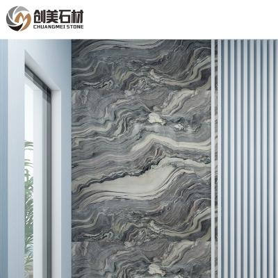 China Modern High Quality Polished Matchbook Melting Blue Quartzite For Wall Background for sale