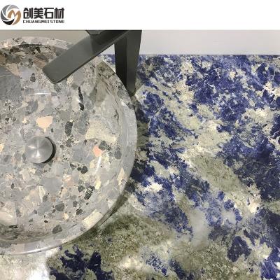 China Modern Good Quality Polish Luxury Cloisonne Blue Stone Marble Slab For Decoration for sale