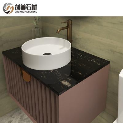 China Modern Titanium Granite Cosmic Black Marble Slab For Vanity Top for sale