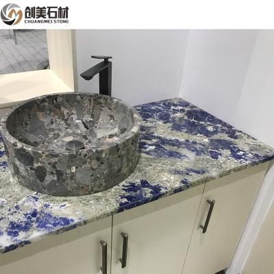 China Modern Popular Design Luxury Bolivia Blue Marble Slab For Bathroom Vanity Top for sale