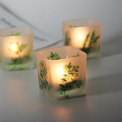 China Wholesale Luxury Frosted Glass Decorative Candle Jar Matte Candle Jar Square Candle Jar for sale