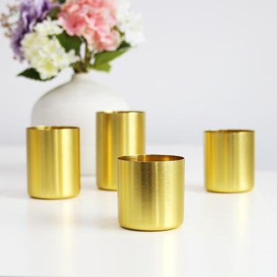 China Home Decoration/Holiday/Gift Gold Candle Jar Metal Candle Electroplating Empty Jars Candle Making for sale