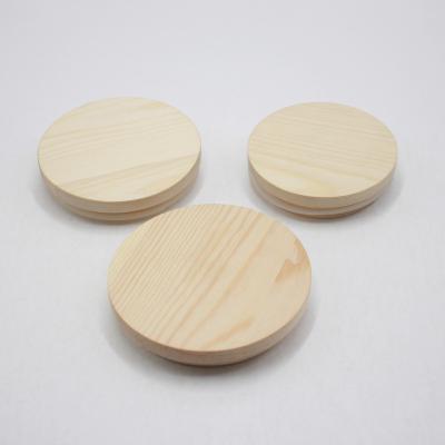 China Custom 80mm Non-Refillable Logo Matte Black White Round Thick Wooden Log Lid For Jars for sale