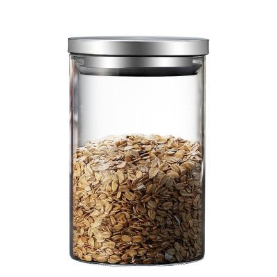 China Amazon Amazon Jar Stainless Steel Lid Glass Tea Jar Kitchen Cereal Food Storage Stored Hot Glass Sealed Glass Jar For Daily Life for sale