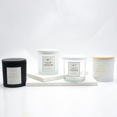 China Home Decoration 8oz 10oz Custom Wholesale Thick Round Empty Candle Clear Ship With Lid And Wooden Box for sale