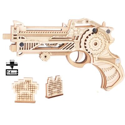 China DIY TOY Competitive Price Rubber Band 3D Simulation Gun Model Children Puzzle Wooden Diy Toy for sale