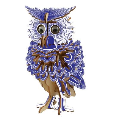 China DIY TOY Cheap Price House Decoration 3D Wooden Animal Owls 3D Puzzle Gift for sale