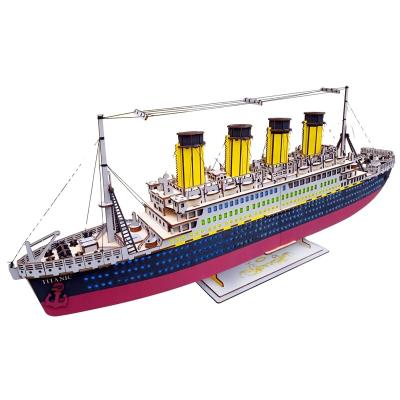 China DIY TOY Professional Supply Exporters Hand-Assembled Titanic Model Adult Wooden 3D Puzzle for sale