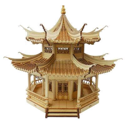 China DIY TOY Factory Outlet Chinese Ancient Building Model Diy Handmade Pavilion Landscape Architecture 3D Jigsaw Puzzle for sale