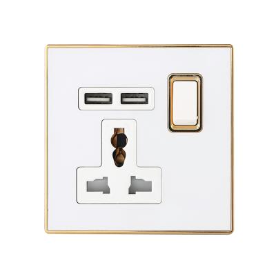 China 2 USB Wall Multifunctional White Acrylic Switch With Socket ZY-001 for sale