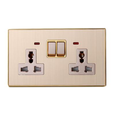 China Multifunctional gold wall socket and wholesale double row switch with light ZY-015 for sale