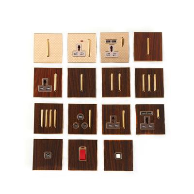 China Wholesale High Quality Household Brown Wood Grain Wall Switch 86*86mm for sale