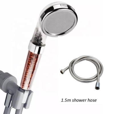 China High Pressure Amplifying Rainfall Shower Heads Water Filter Balls Beads Handheld Sower Set With 1.5m Stainless Steel Shower Hose for sale