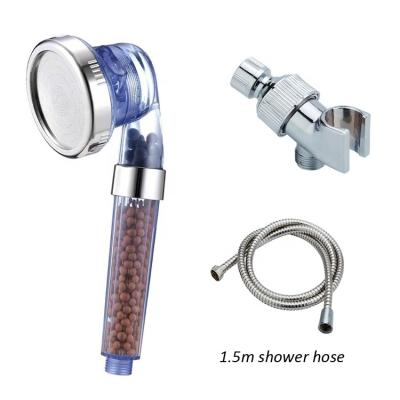 China Handheld Water Saving Shower Heads 3 Function SPA Water Saving Filter Shower Head High Pressure With Tourmaline Ball With Hose And Shower Bracket for sale