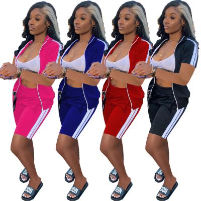 China XY9106 Summer Breathable Fashion Zipper Wholesale Casual Shorts Set Women 2 Piece Short Set Sport 2021 Two Piece Sets for sale