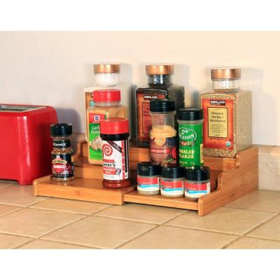 China Sustainable Bamboo Spice Rack Bottle Jars Rack Countertop Storage Free Standing Organizer for sale